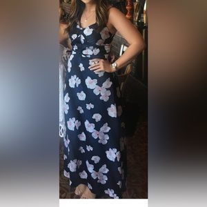 Banana Republic Sz 6 Navy Orchid Flower Dress